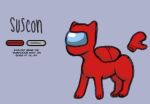  ambiguous_gender amogus among_us canid canine canis crewmate_(among_us) crossover domestic_dog fak&eacute;mon feral innersloth lovettica mammal meme red_body simple_background solo text video_games 