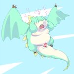  1:1 2014 anthro belly blush bodily_fluids censored dragon drooling erection genitals kemono male moobs outside overweight overweight_male penis saliva simple_background slit solo totemoii_029 wings 