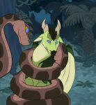  animated anthro coiling dominohyena dragon duo feral green_body green_scales hi_res hypnosis jungle kaa_(jungle_book) male male/male mind_control paiku reptile scales scalie short_playtime snake spiral_eyes the_jungle_book wings 