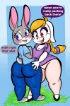  anthro big_breasts big_butt blush breasts broodal buckteeth butt butt_grab dialogue disney duo english_text female female/female hand_on_butt hariet_(mario) hi_res huge_butt huge_hips huge_thighs judy_hopps lagomorph leporid mammal mario_bros nintendo rabbit someth1ngoranother super_mario_odyssey teeth text thick_thighs video_games wide_hips zootopia 