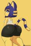  animal_crossing ankha_(animal_crossing) anthro bangs big_butt bottomwear breasts bubble_butt butt clothed_female clothing curvy_figure domestic_cat felid feline felis female hair hotpants huge_butt human looking_back mammal manus90080 multicolored_tail nintendo pear-shaped_figure purple_eyes purple_hair rear_view shirt shorts solo standing tank_top thick_thighs topwear video_games wide_hips 