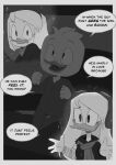  absurd_res anatid anseriform avian bed bedroom bird clothing comic della_duck dewey_duck dialogue disney duck ducktales ducktales_(2017) english_text female furniture hi_res male monochrome text therita3k 