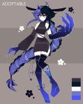  absurd_res big_claws big_hands black_ears black_hair claws clothing demon demon_humanoid ears_down female flower hair hi_res horn humanoid imp long_hair pigtails pivoted_ears plant pompomfroggy purple_eyes purple_hair red_eyes simple_background smile solo watermark white_body white_skin 