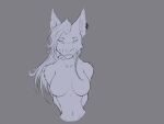  4:3 anthro big_breasts breasts bust_portrait canid canine canis cryphalen ear_piercing ear_ring featureless_breasts female hair helluva_boss long_hair looking_at_viewer loona_(helluva_boss) mammal piercing portrait smile solo wolf 