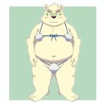  1:1 2021 anthro belly black_nose blush clothing eyes_closed eyewear fur glasses hi_res humanoid_hands kemono leib_(tas) lifewonders male mammal moobs navel overweight overweight_male polar_bear simple_background solo tokyo_afterschool_summoners underwear ursid ursine video_games white_body white_fur yaki_atsuage 