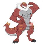  abs absurd_res anthro anthrofied balls biped claws darknaigart erection flexing fossil_pok&eacute;mon front_view full-length_portrait genitals hi_res male mature_male muscular muscular_anthro muscular_male nintendo nipples nude pecs penis pok&eacute;mon pok&eacute;mon_(species) portrait red_body simple_background solo standing tyrantrum video_games white_background 