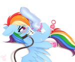  2019 anal anal_beads anal_beads_in_ass anal_penetration blue_body blue_feathers blue_wings blush cumlube equid equine feathered_wings feathers female feral friendship_is_magic hasbro leash lying mammal my_little_pony omiart on_back pegasus penetration quadruped rainbow_dash_(mlp) sex_toy sex_toy_in_ass sex_toy_insertion simple_background solo white_background wings 