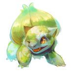  2015 ambiguous_gender bulbasaur digital_media_(artwork) elemental_creature feet feral flora_fauna jjeniac nintendo open_mouth orange_eyes plant pok&eacute;mon pok&eacute;mon_(species) simple_background smile solo teeth toes tongue video_games white_background 