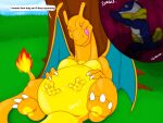  2015 3_fingers 3_toes 4:3 abdominal_bulge after_vore alternate_color ambiguous_gender ambiguous_pred amphibian anthro anthro_prey belly big_belly big_breasts biped black_eyebrows black_eyelashes blue_body blue_eyes blue_skin bodily_fluids breasts charizard claws cloud curvy_figure cutaway day detailed_background dialogue digestion digital_media_(artwork) dragon duo english_text eyebrows fan_character fatal_vore featureless_breasts featureless_crotch feet female female_pred feral feral_pred finger_claws fingers front_view grass greninja hand_imprint hand_on_stomach heartman98 hi_res holding_belly imprint internal larger_female larger_feral licking licking_lips licking_own_lips male_(lore) membrane_(anatomy) membranous_wings multicolored_body multicolored_scales multicolored_skin narrowed_eyes nintendo non-mammal_breasts nonine nude onomatopoeia oral_vore orange_body orange_scales organs outside overweight overweight_female overweight_feral partially_submerged plant plantigrade pok&eacute;mon pok&eacute;mon_(species) purple_tongue reptile rumbling_stomach scales scalie self_lick semi-anthro shaded sitting size_difference sky smaller_ambiguous smaller_anthro snout soft_vore sound_effects speech_bubble stomach stomach_acid struggling teasing text thick_thighs toe_claws toes tongue tongue_out tree two_tone_body two_tone_scales two_tone_skin unwilling_vore video_games voluptuous vore white_body white_claws white_skin wide_hips wings yellow_body yellow_scales yellow_tongue 
