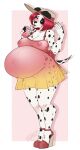  2019 anthro belly beverage big_belly breasts canid canine canis clothing dalmatian domestic_dog female hat headgear headwear hi_res hiddenwolf mammal pregnant solo 