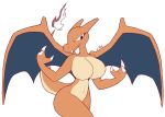  2020 3_fingers anthro anthrofied big_breasts biped breasts charizard claws curvy_figure digital_media_(artwork) dragon fangs featureless_breasts female finger_claws fingers fire flaming_tail flat_colors hourglass_figure membrane_(anatomy) membranous_wings multicolored_body multicolored_scales navel nintendo non-mammal_breasts nude orange_body orange_scales pok&eacute;mon pok&eacute;mon_(species) pok&eacute;morph scales scalie signature simple_background solo tan_body tan_scales thick_thighs two_tone_body two_tone_scales video_games white_background white_claws wide_hips wings x-red 