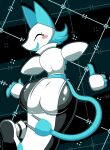  aamlf222 absurd_res android anthro big_butt blue_hair blush blush_stickers boots butt clothing deltarune eyelashes felid feline female footwear gesture hair hi_res machine mammal robot smile solo standing tasque_manager thumbs_up undertale_(series) video_games 