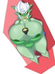  absurd_res angrypotato96 areola between_breasts big_breasts breasts cleavage clothed clothing female genitals green_body hair hi_res huge_breasts nintendo pok&eacute;mon pok&eacute;mon_(species) pussy pussy_floss roserade solo video_games white_hair 