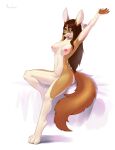  animal_genitalia annham anthro areola balls breasts brown_eyes brown_hair canid canine collar collar_only collar_tag digital_media_(artwork) eyewear feet fluffy fluffy_tail fox full-length_portrait genitals glasses gynomorph hair hi_res hindpaw intersex long_hair looking_at_viewer mammal navel nipples nude outstretched_arm paradim paws pink_areola pink_nipples portrait shaded sheath signature simple_background sitting solo 