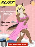 3:4 anthro bath bathroom bathtub blonde_hair breasts brown_body brown_fur butt canid canine canis cover covering covering_self djcoyoteguy english_text female fur hair hi_res highlights_(coloring) kissa magazine_cover mammal nude open_mouth pink_eyes pinup pose solo tattoo text towel_pull wet wet_body wolf 
