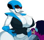  absurd_res ambiguous_gender annoyed anthro big_breasts blue_body blue_hair blue_skin bodily_fluids breasts cleavage clothed clothing deltarune english_text female gloves group hair handwear hi_res human humanoid kris_(deltarune) machine mammal purple_body purple_hair purple_skin queen_(deltarune) reptile robot robot_humanoid scalie scarf shirt shoulder_pads simple_background size_difference smile sssonic2 susie_(deltarune) sweat text thick_thighs topwear undertale_(series) video_games white_body 