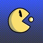  1:1 absurd_res digital_media_(artwork) dotted_background hi_res not_furry open_mouth pac-man pac-man_(series) pattern_background pembrokewkorgi shaded simple_background video_games yellow_body 