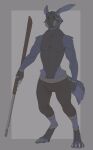  2021 ambiguous_species anthro athletic athletic_anthro athletic_male blue_body blue_fur clothing digitigrade fur furdo gas_mask grey_background gun idrysse3 male mask ranged_weapon rifle simple_background skinsuit solo tight_clothing weapon 