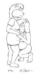  1997 anthro bernard_doove breasts clothed clothing duo eyes_closed female female/female fur greyscale hair herm_(lore) kneeling mammal monochrome pregnant ursid 