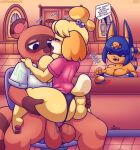  2021 absurd_res alternate_version_at_source animal_crossing ankha_(animal_crossing) anthro anthro_on_anthro anthro_penetrated anthro_penetrating anthro_penetrating_anthro big_breasts big_butt blush bodily_fluids breasts butt butt_grab canid canine canis dialogue domestic_cat domestic_dog duo_focus english_text felid feline felis female female_penetrated genital_fluids genitals group hand_on_butt hi_res isabelle_(animal_crossing) male male/female male_penetrating male_penetrating_female mammal nintendo nipples open_mouth penetration penis pkfirefawx pussy_juice raccoon_dog sex shih_tzu sweat tanuki text tom_nook_(animal_crossing) toy_dog video_games 