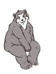  2016 anthro belly black_body black_fur black_nose fur humanoid_hands izvy_(artist) male mammal moobs nipples overweight overweight_male simple_background sitting solo spectacled_bear tremarctine ursid white_background 