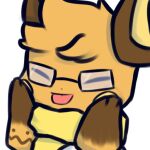  1:1 alpha_channel ambiguous_gender anthro blep emote eyes_closed eyewear fluffy fur fur_markings glasses hands_on_cheeks mammal markings nintendo orange_body orange_fur pok&eacute;mon pok&eacute;mon_(species) raichu rodent simple_background smile snoiifoxxo solo tongue tongue_out transparent_background tuft video_games 