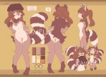  anthro biped breasts brown_body brown_fur brown_hair cheek_tuft chest_tuft clothing digital_media_(artwork) english_text eyewear facial_tuft featureless_breasts featureless_crotch female flat_cap fluffy fur fur_tuft glasses hair hat headgear headwear japanese_text kemono leg_tuft mammal markings multicolored_body multicolored_fur navel procyonid raccoon reference_image shiki_2p simple_background solo striped_markings striped_tail stripes tail_markings text tuft white_body white_fur 