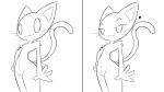  &lt;3 ambiguous_gender anthro black_and_white domestic_cat featureless_chest featureless_crotch felid feline felis half-closed_eyes hi_res mammal monochrome narrowed_eyes navel nude pose signature simple_background smile solo standing whiskers white_background x-red x-red_(character) 