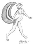  2002 3:4 anthro bernard_doove breasts chest_tuft chipmunk female fur greyscale ground_squirrel hybrid mammal monochrome navel nipples nude rodent sciurid solo tree_squirrel tuft 