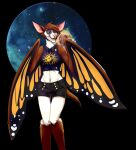  2019 anthro arthropod butterfly chiropteran cira_nova clothed clothing crop_top eyewear female fully_clothed glasses hair hi_res hybrid insect lepidopteran lepidopteran_wings mammal shirt solo space topwear wings 