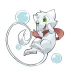  3_toes 4_fingers bubble feet feral fingers floating fur green_eyes happy hi_res legendary_pok&eacute;mon long_tail mew nintendo open_mouth pawpads paws pok&eacute;mon pok&eacute;mon_(species) scarf solo toes tongue tristan unknown_artist video_games white_body white_fur 