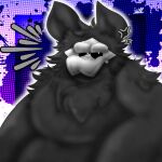  1:1 absurd_res anthro black_body changed_(video_game) hi_res male mask obese obese_anthro obese_male overweight overweight_anthro overweight_male puro_(changed) skull_mask solo whizwillp0wer 