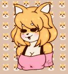  absurd_res anthro arts breasts butterscotch_(peargor) canid canine canis domestic_dog female hi_res jammie jazvol mammal shiba_inu simple_background solo spitz 