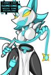  2021 anthro black_body blue_hair chaoscroc deltarune digital_media_(artwork) eyelashes felid feline female floating_hands glowing glowing_eyes hair hi_res holding_object holding_whip machine mammal robot solo tagme tasque_manager undertale_(series) video_games whip white_body yellow_eyes 