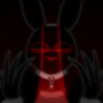  1:1 ambiguous_gender anthro darli_buni demon eye_glint floating_hands floating_head hare hi_res hybrid lagomorph leporid mammal massive_size_difference obscured_face red_light spotlight the_whistler_(darli_buni) turned_away 