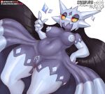  areola black_hair breasts female froslass gengar genitals girlsay hair hand_on_hip hi_res huge_thighs hybrid long_hair nintendo nipples not_furry pok&eacute;mon pok&eacute;mon_(species) pubes pussy red_sclera simple_background solo text thick_thighs url video_games white_background wide_hips yellow_eyes 