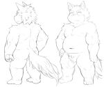  2014 6:5 anthro belly canid canine humanoid_hands kemono male mammal monochrome moobs mti777 nipples overweight overweight_male simple_background solo white_background young 