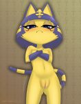  absurd_res animal_crossing ankha_(animal_crossing) ankha_zone anthro blush crossed_arms domestic_cat exposure_variation felid feline felis female flat_chested frown genitals hi_res looking_at_viewer mammal nintendo nude pussy solo video_games zionworldartist 