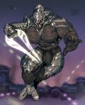  3_fingers abs alien anthro arbiter_(halo) armor big_pecs bulge energy_sword fingers flaccid genital_outline genitals halo_(series) looking_at_viewer male melee_weapon microsoft muscular muscular_anthro muscular_male navel nipple_piercing nipples pantheradraws pecs penis penis_outline piercing sangheili solo standing sword unconvincing_armor video_games weapon xbox_game_studios 