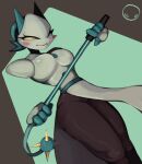  :3 anthro breasts deltarune disembodied_hand domestic_cat felid feline felis female hi_res looking_down low-angle_view machine mammal mr_blank robot simple_background solo tasque_manager undertale_(series) video_games whip 