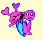 ambiguous_gender anus blue_clothing blue_dress blush clothing deltarune dress eyes_closed heart_ears legs_up monster open_mouth open_smile purple_body semi-anthro simple_background smile solo undertale_(series) video_games virovirokun wand wicpers 
