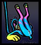  anthro anus bodily_fluids canid canine clitoris covering covering_face deltarune female fur genital_fluids genitals legs_up low_res lying mammal multicolored_body multicolored_fur multicolored_pawpads on_back pawpads presenting pussy pussy_juice rainbow_body rainbow_fur rainbow_pawpads simple_background solo undertale_(series) video_games werewire wicpers 