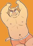  2015 anthro balls_outline belly bulge clothing genital_outline hi_res kemono kick_(artist) male mammal navel nipples overweight overweight_male penis_outline solo suid suina sus_(pig) underwear wild_boar 