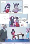  anthro aogami asian_clothing c_(chirmaya) chinese_clothing chinese_dress chirmaya clothed clothing comic daughter domestic_cat dress east_asian_clothing english_text felid feline felis female hair hentaib hi_res male mammal miriam_(chirmaya) mother parent procyonid raccoon side_slit slit_dress teenager text url young 