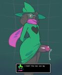  anthro big_penis black_body black_fur bodily_fluids bottomwear bovid caprine clothed clothing clothing_lift curvy_figure deltarune digital_media_(artwork) dress_shirt dripping english_text erection erection_under_clothing eyewear floppy_ears fluffy fur genital_fluids genitals glasses goat green_clothing hat headgear headwear hi_res huge_penis humanoid_genitalia humanoid_penis long_penis looking_at_viewer male mammal oblivious penis penis_under_skirt precum precum_drip precum_string ralsei retracted_foreskin scarf shirt simple_background skirt skirt_lift smile solo text thick_penis thick_thighs tinysmallman topwear unaware undertale_(series) video_games 