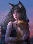  ahri_(lol) ambiguous_gender animal_humanoid black_hair canid canine cat_humanoid choker clothed clothing ear_piercing felid felid_humanoid feline feline_humanoid female feral fox fur hair hi_res humanoid jewelry league_of_legends looking_aside mammal mammal_humanoid necklace nixeu orange_eyes piercing quadruped red_body red_fur riot_games sky star starry_sky text url video_games watermark 