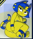  animal_crossing ankha_(animal_crossing) anthro anus big_breasts breasts butt davidsanchan domestic_cat felid feline felis female frown genitals hand_on_breast hand_on_butt hi_res lying mammal nintendo nude on_side paws pussy snaggle_tooth solo video_games 