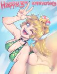  alternate_species animal_humanoid big_breasts big_butt blonde_hair bowser bowsette_meme breasts butt clothing crossgender crown female hair horn horned_humanoid humanoid humanoidized koopa looking_at_viewer mario_bros meme nintendo open_mouth scalie selfie solo super_crown supersatanson swimwear text video_games 