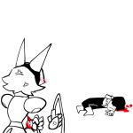  &lt;/3 1:1 2021 ambiguous_gender angry anthro blood blush bodily_fluids cross-popping_vein deltarune duo family_guy_death_pose felid feline female floating_hands hi_res human kaibootsu kris_(deltarune) limp lying lying_on_ground machine mammal meme monochrome on_side rear_view robot sketch tasque_manager undertale_(series) video_games whip 