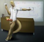  anthro balls bottomless brachiosaurid brachiosaurus clothed clothing darknesshaven dinosaur erection genitals hi_res humanoid_genitalia humanoid_penis male mr._gigan_(lurdanjo) penis reptile sauropod scalie sex_education solo teacher 